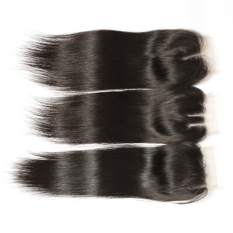 Virgin Peruvian Hair Straight Hair 4 Bundles With 4*4 Lace Closure, Hotsale Peruvian Hair Weaves - Sunberhair