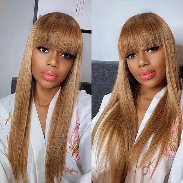 Cleareance Sale Ombre Blonde Silky Straight 13 By 4 Lace Front Wigs With Brown Bangs Flash Sale