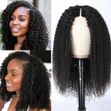 [180% Density] Kinky Curly V Part Wig No Glue No Leave Out U PART Clearance Sale Human Hair Wigs Flash Sale