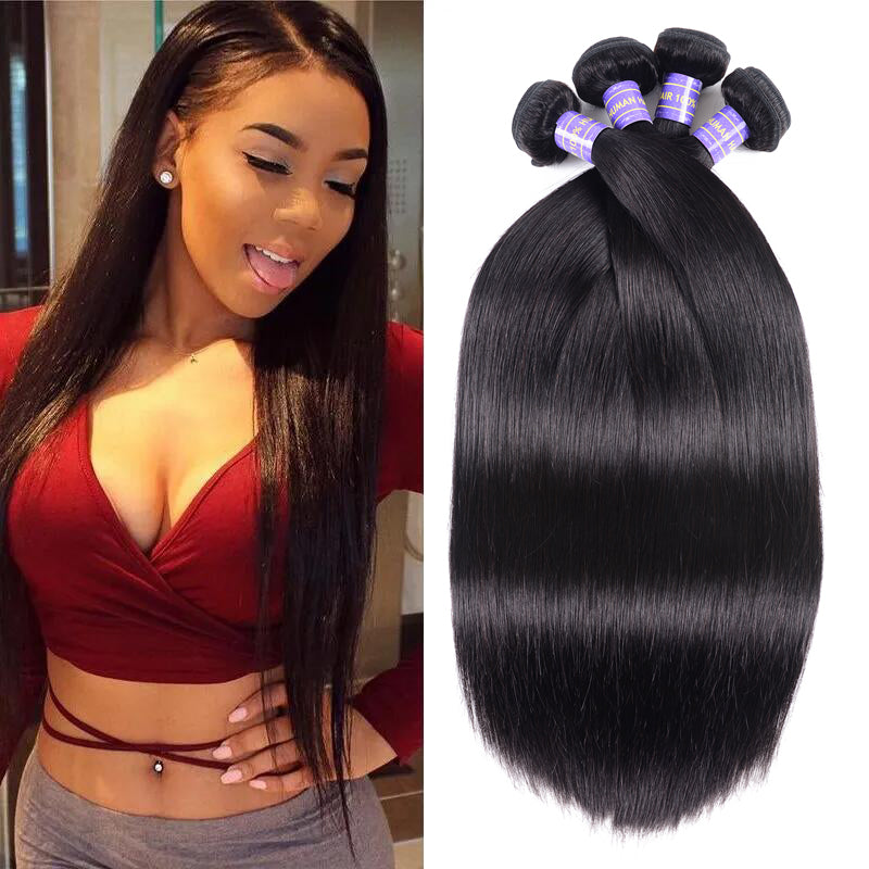 Sunber Hair New Remy Human Hair Malaysian Straight Hair 4 Bundles 100% Human Hair Weaves