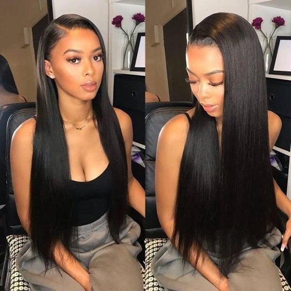 Sunber Hair Malaysian Silky Straight Hair 3 Bundles Remy Human Hair with 4x4 Swiss Lace Closure