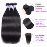 Sunber Hair Thick Brazilian Straight 3 Bundles Hair Weave With Remy Human Hair Extensions