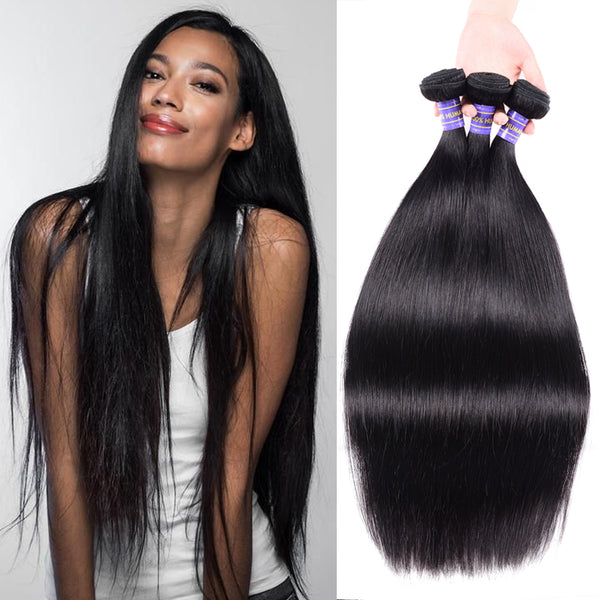 Sunber Hair Affordable Remy Human Hair Peruvian Straight Hair Bundles 3pcs/Pack 100% Unprocessed Human Hair Weave