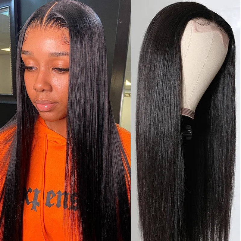 BOGO Sunber Straight Human Hair Lace Part Wig 150% Density Natural Hairline Hand Tied Lace Part Wig Pre Plucked Hairline
