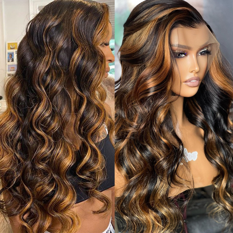 Flash Sale Sunber Balayage Highlight Body Wave Transparent Lace Front Wigs Shadow Root Wigs Pre-Plucked With Baby Hair