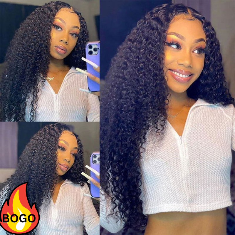 BOGO Sunber Jerry Curly V Part Wig Meets Real Scalp U Part Glueless Wigs Virgin Human Hair 150% Density