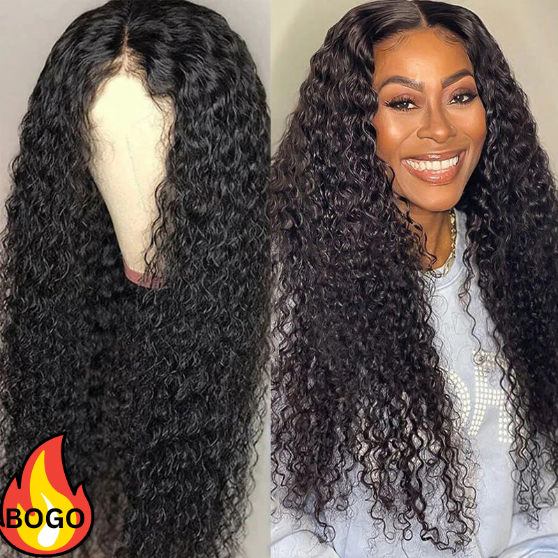 BOGO Sunber Full Curly Lace Closure Wigs Pre-Plucked Hairline Human Hair Wigs