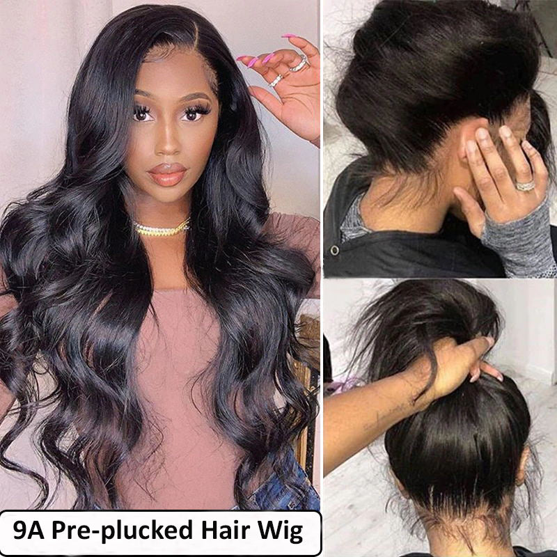 Sunber 9A Grade 13 by 4 Transparent Lace Frontal Wigs With Baby Hair Pre Plucked Body Wave Human Hair Wigs 150% Density