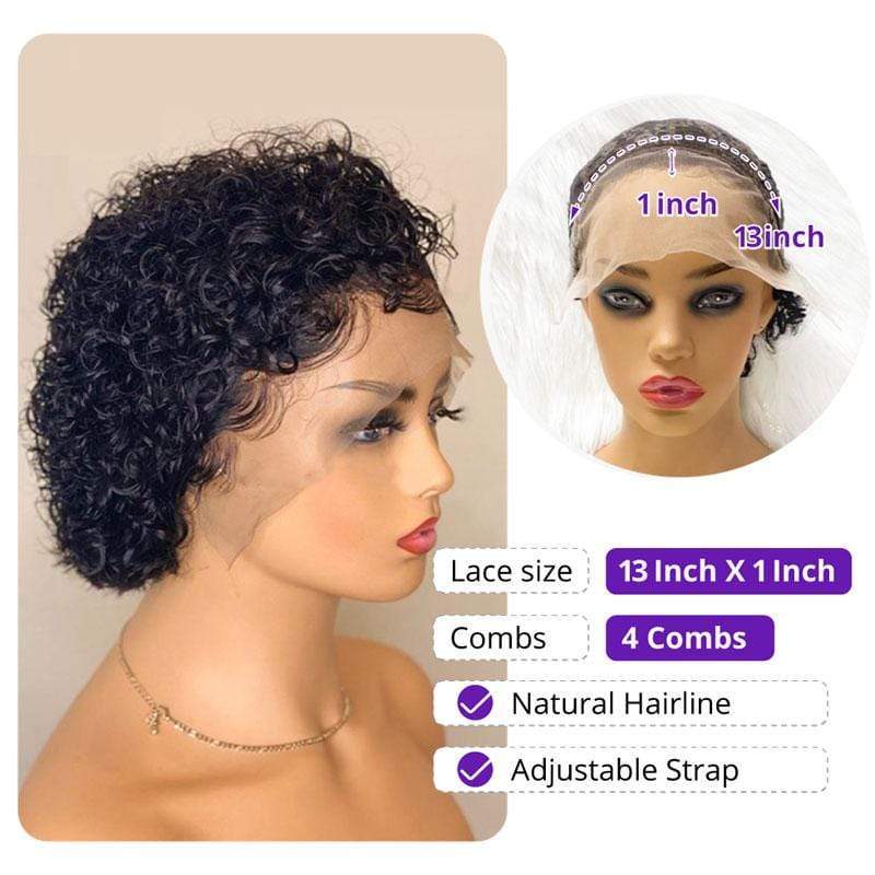 Flash Sale Sunber Water Wave 13*1 Lace Frontal Short Pixie Cut Virgin Human Hair Wigs-HD lace wigs