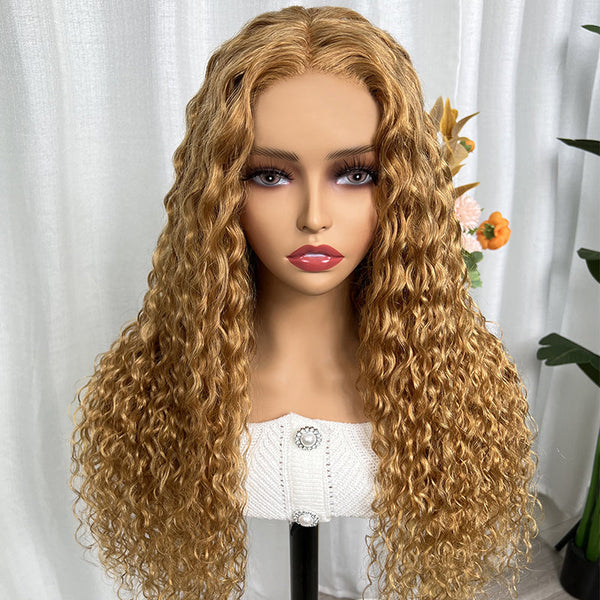 Flash Sale Sunber Honey Blonde Water Wave 13x4 Lace Front Wig With Baby Hair