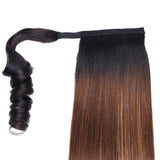 Sunber Ponytail With 1B/412 Brown Ombre Clip In Wrap-around Straight Ponytail Extension