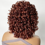 Sunber Reddish Brown Curly Lace Part Short Bob Wig Human Hair For Women