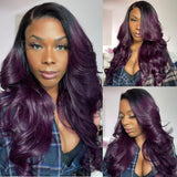 sunber ombre Smokey deep purple colored wig