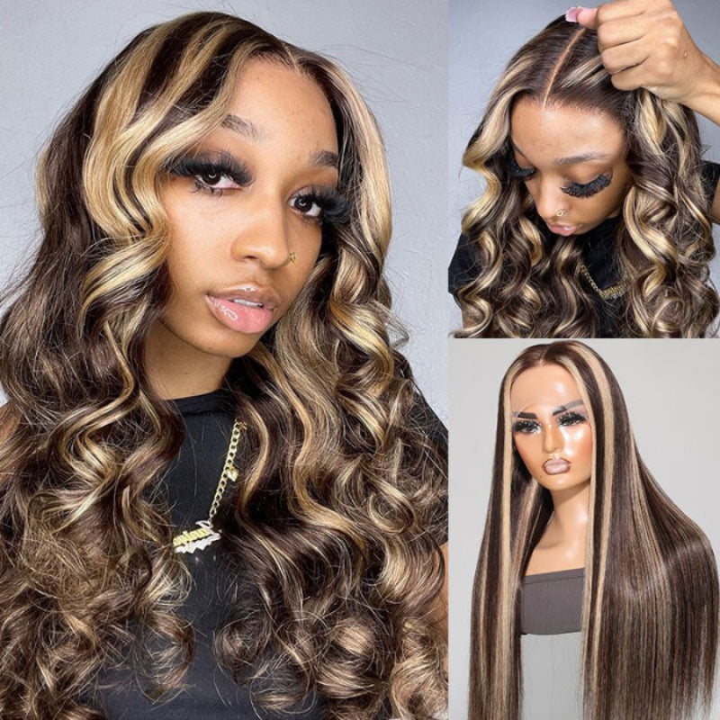 Sunber brown wig with blonde highlights