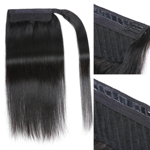 Sunber Straight Wrap Around Ponytail Hair Extension Human Hair