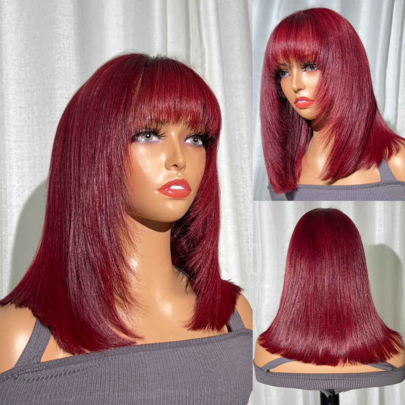 sunber burgundy lace front bob wig