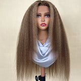 Blonde Highlight Kinky Straight wig human hair