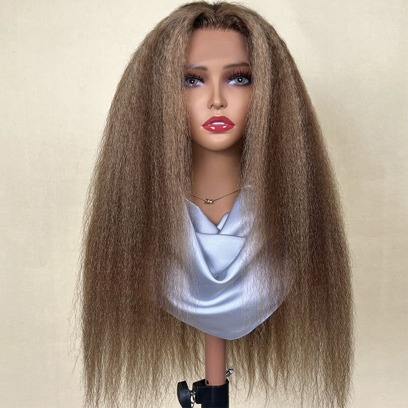 Blonde Highlight Kinky Straight wig human hair