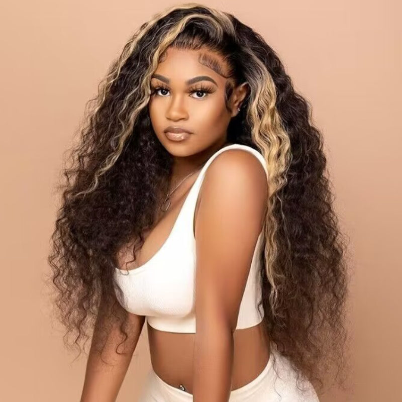 Sunber Balayage Blonde Highlight Curly 13x4 Lace Front Wig Pre-Plucked With Babyhair