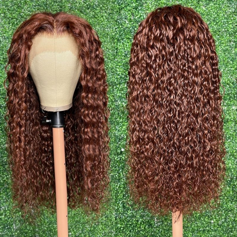 BOGO Sunber Reddish Brown Wet And Wavy 13*4 Lace Front Wigs Water Wave Pre-Plucked Human Hair Wigs