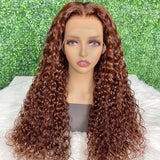 Buy Sunber Reddish Brown Wet And Wavy 13*4 Lace Front Wigs Get V Part Curly Wig Flash Sale