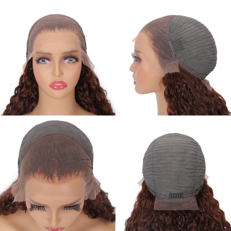 BOGO Sunber Reddish Brown Wet And Wavy 13*4 Lace Front Wigs Water Wave Pre-Plucked Human Hair Wigs