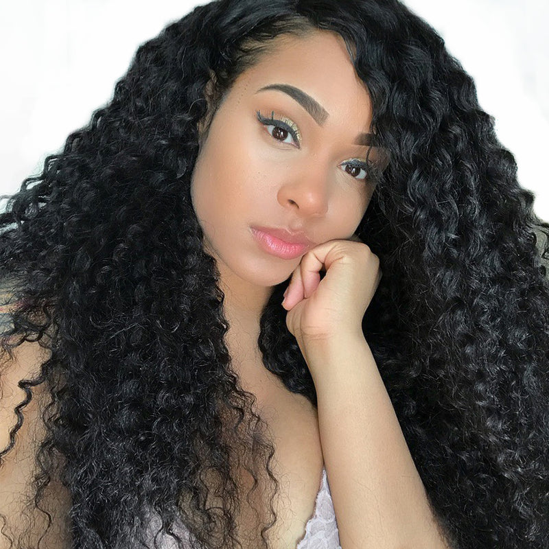 Peruvian Curly Virgin Hair 4 Bundles with Lace Frontal, Good Quality Virgin Peruvian Hair Weaves - Sunberhair