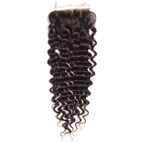 1PCS Virgin Deep Wave Hair 4*4  Lace Closures, 100% Cheap Peruvian/Malaysian/Brazilian Hair - Sunberhair