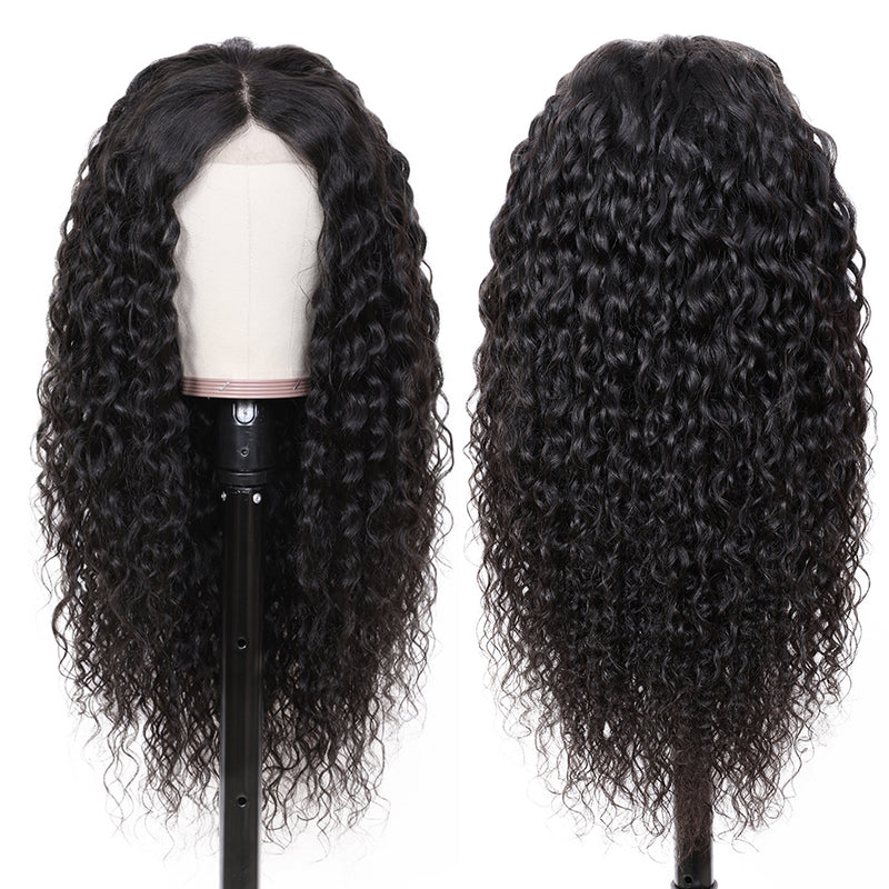 Sunber 9A Grade Water Wave Lace Front Human Hair Wigs Brazilian Natural Black Color 130% 150% Density Lace Frontal Wig