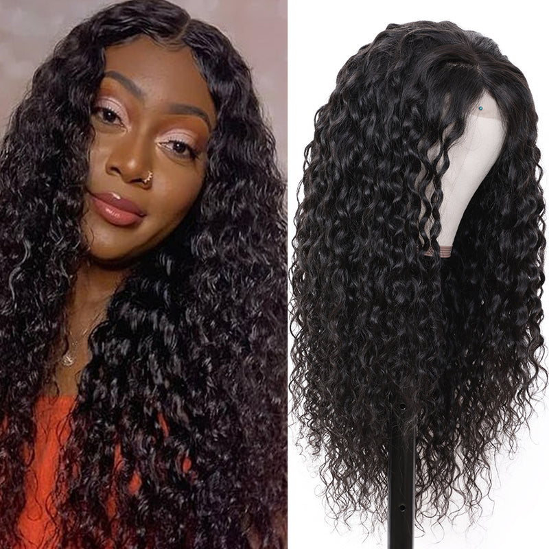 Sunber 9A Grade Water Wave Lace Front Human Hair Wigs Brazilian Natural Black Color 130% 150% Density Lace Frontal Wig