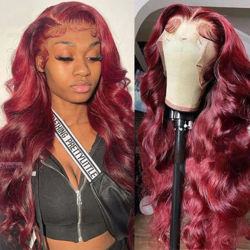 Sunber $100 Off Dark 99J Burgundy Body Wave 13x4 Lace Front Wigs And Lace Part Wig Pre Plucked