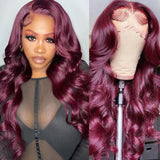 Sunber $100 Off Dark 99J Burgundy Body Wave 13x4 Lace Front Wigs And Lace Part Wig Pre Plucked