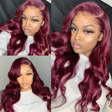 Sunber $100 Off Dark 99J Burgundy Body Wave 13x4 Lace Front Wigs And Lace Part Wig Pre Plucked