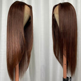 Sunber Chocolate Brown Layered Cut 13x4 Lace Frontal Wg Bone Straight Human Hair Wig