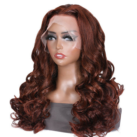 【22”=$98】Flash Sale Sunber Reddish Brown Body Wave 13*4 Lace Front Wigs And Lace Part Wig Pre-Plucked With Babyhair