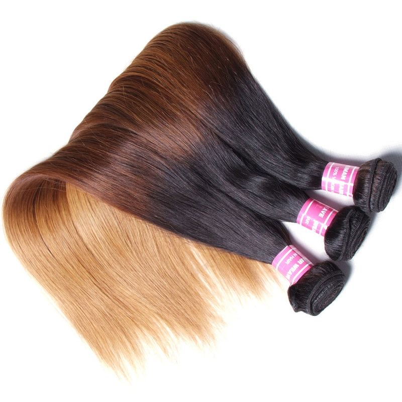 Malaysian Virgin Straight Hair Ombre Color Human Hair Extensions, 3 Bundles/4 Bundles - Sunberhair