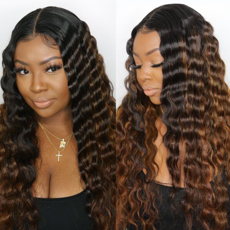 【18”=$79】Sunber Balayage Highlight 13 By 4 Lace Front Wigs With Dark Roots T Part Lace Front Wig 180% Density Flash Sale