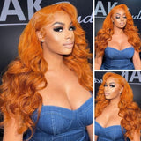 Sunber Ginger Orange Color Body Wave 13x4 Lace Front Wigs Fall Color Human Hair Wigs