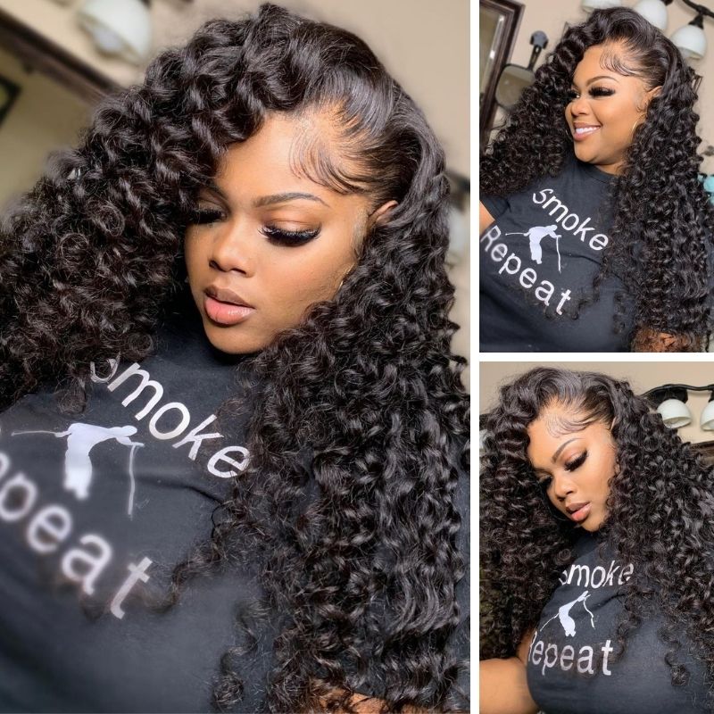 Sunber Natural Deep Wave 13x4 Lace Front Wigs 100% Virgin Human Hair Wigs 150% Density