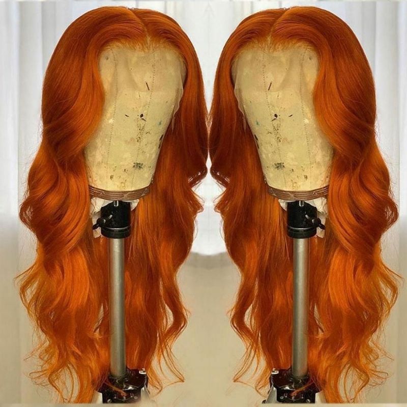 Sunber Ginger Orange Color Body Wave 13x4 Lace Front Wigs Fall Color Human Hair Wigs