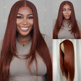Flash Sale Sunber Reddish Brown Layered Cut 13x4 Lace Wig Human Hair Wig Pre-plucked