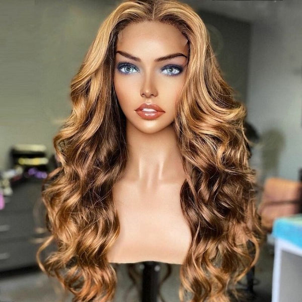 Sunber Flawless Honey Blonde Highlight Color 13x4 Body Wave Lace Front Wigs Pre-Plucked