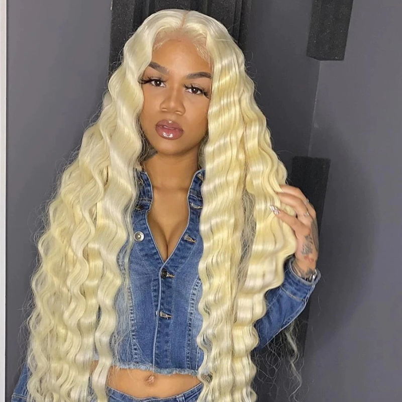 Clearance Sale Sunber #613 Blonde Deep Wave 13x4 Lace Front Wig 100% Human Hair Flash Sale