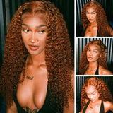 Flash Sale Sunber Precolored Ginger Brown 13×4 Lace Front Wig Jerry Curly Human Hair Wigs