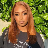Flash Sale $99 Get 20" Highlight Ginger Brown Lace Part Wigs Straight Human Hair Wigs