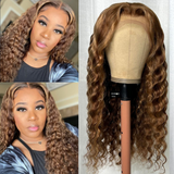 Flash Sale Sunber Honey Blonde Highlight Piano 13x4 Lace Front Wig With Deep Wave Human Hair Wig