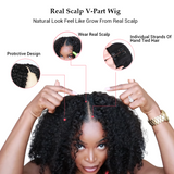 Sunber Small Head Friendly Kinky Curly V Part Wigs No Leave Out Upgrade U part Human Hair Wigs