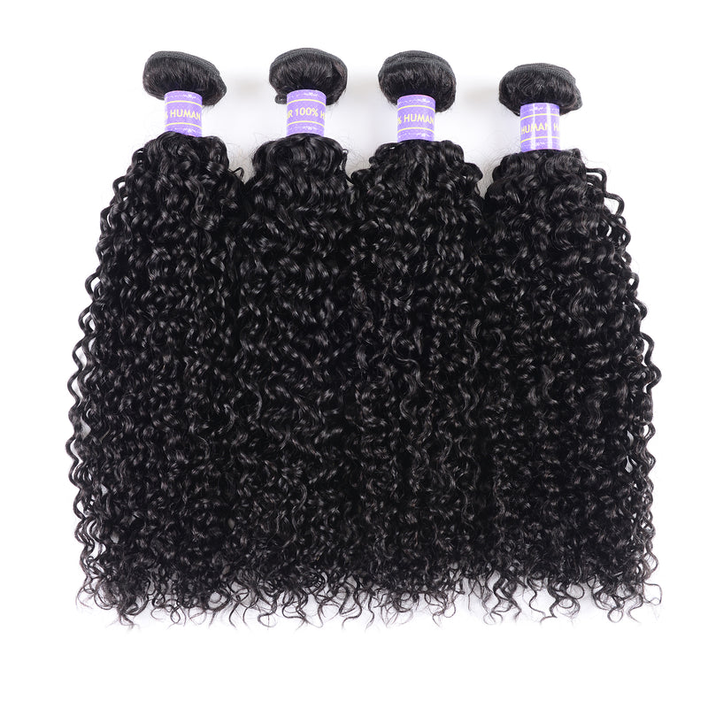 Sunber Hair New Remy Black Color Brazilian Curly Hair 4 Bundles with 4*4 Lace Closure 100% Human Hair Weaves
