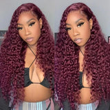 Clearance Sale Jerry Curly Burgundy 99J Lace Wig Red Human Hair Wigs Flash Sale