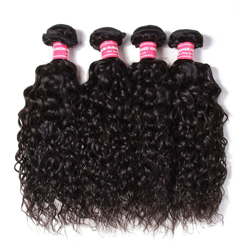 Brazilian Water Wave Hair 4 Bundles, 100% Virgin Human Hair Weave - Sunberhair